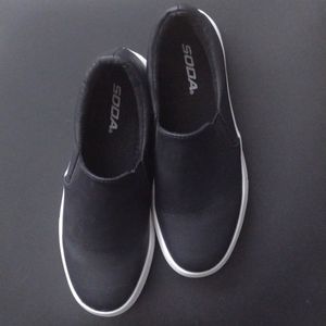 Black Platform Slip-ons